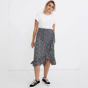 Madewell Ruffle-Edge Midi Wrap Skirt in Harvest Vine